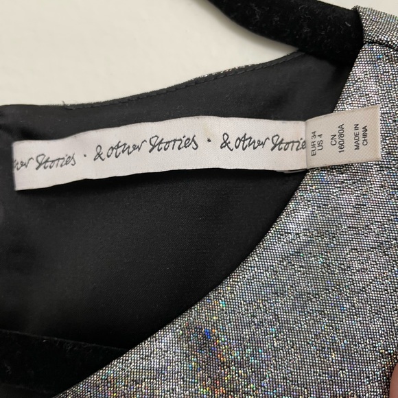 &Other Stories Holographic A Line Shift Dress - Size 4 - Picture 4 of 4